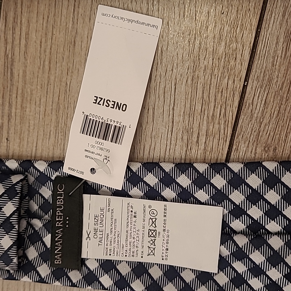 BANANA REPUBLIC Navy Black White Plaid Mens Skinny Tie NEW - Picture 3 of 5